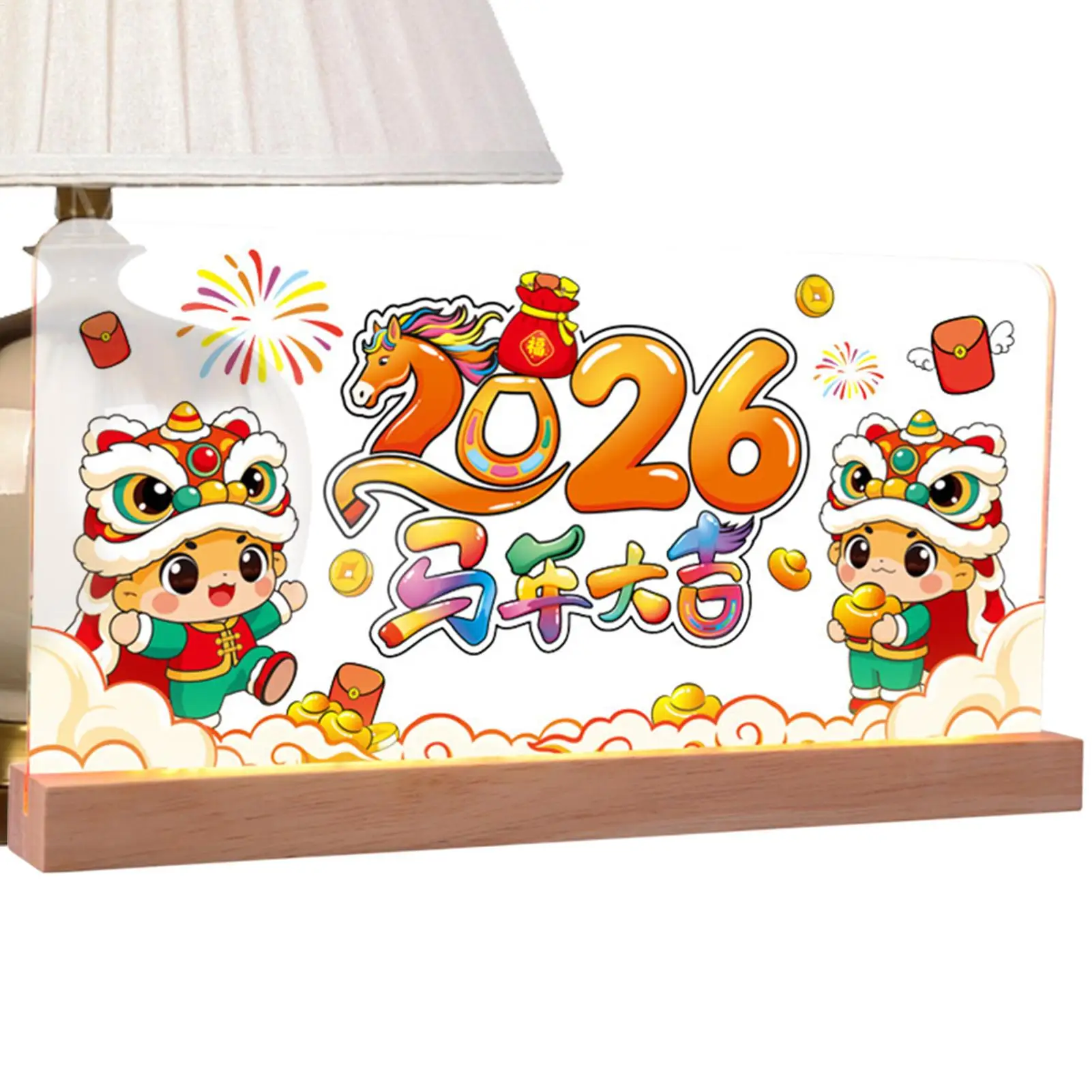 

New Years Decorations 2026 USB Powered Acrylic With LED Lights Year Of The Horse Party Decorations For Home Living Room Office