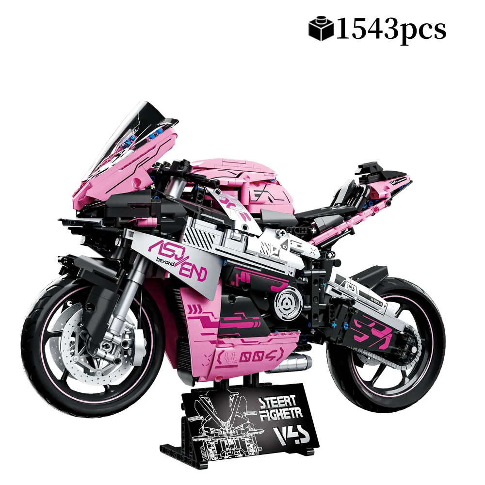 

Новые технические 1:5 розовые M 1000 RR дорожные строительные блоки для мотоциклов, сборка локомотива, кирпичи, модель игрушки для детей, подарок на день рождения