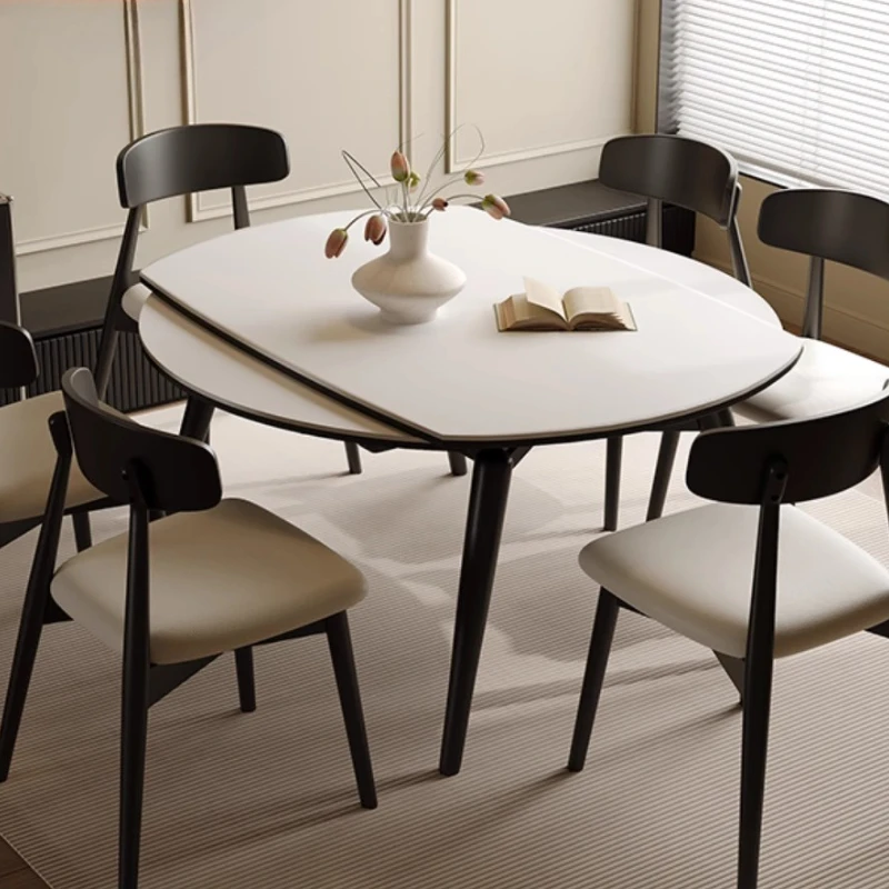 

Long Extendable Round Dining Table White Nordic Unique Rectangular Design Dining Table Kitchen Saving Mesa Furniture For Home