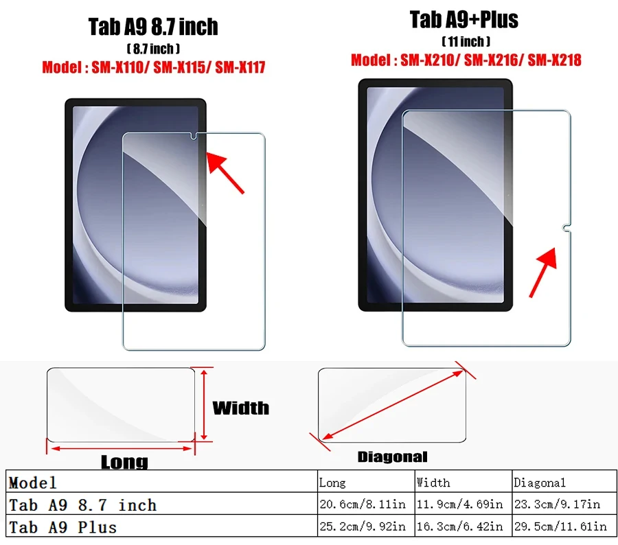 Displayschutzfolie aus gehärtetem Glas für Samsung Galaxy Tab S6 Lite A9 Plus S8 S9 Plus Ultra S7 Fe S9 Fe 12,4 A8 S10 S11 Film – Detail 2