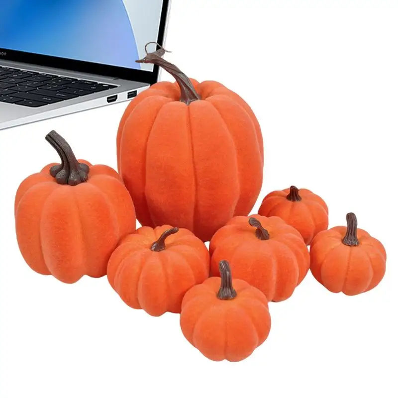 Orange Artificial Pumpkins 7X Festival Table Decor Indoor Thanksgiving Fall Decorations Thanksgiving Decorations Festival Home