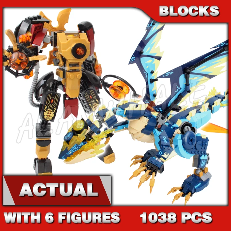 1038pcs Shinobi Elemental Dragon vs. The Empress Mech Gold-bladed Flying Vehicle 1796 Building Block toys Compatible with Model