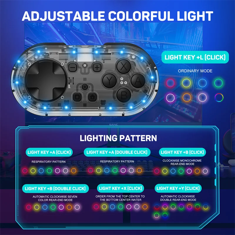 عصا تحكم لمفتاح التبديل الاحترافي ، لوحة ألعاب لاسلكية ، هزاز معدني ، لوحة مفاتيح كريستالية ، مقبض OLED ، وحدة تحكم في الألعاب #1