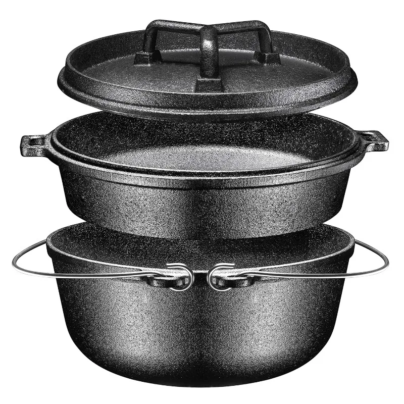 

Bruntmor Camping Cooking Set Of 4. Pre Seasoned Cast Iron Pots And Pans Cookware/Dutch Oven Sets With Lids For Outdoor