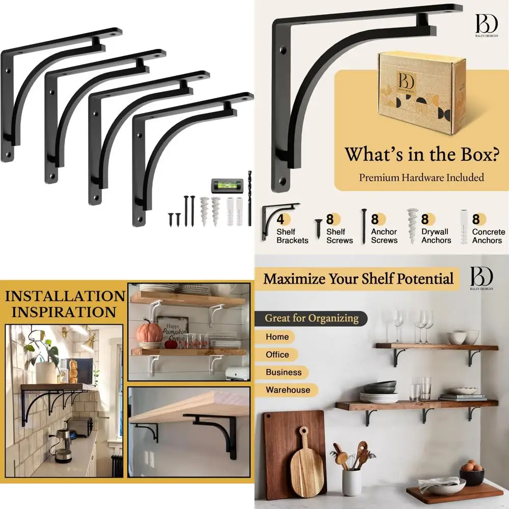 

Сверхмощные 8-дюймовые металлические L-образные кронштейны для настенных полок, декоративная опора в деревенском стиле, прочные аксессуары для стеллажей