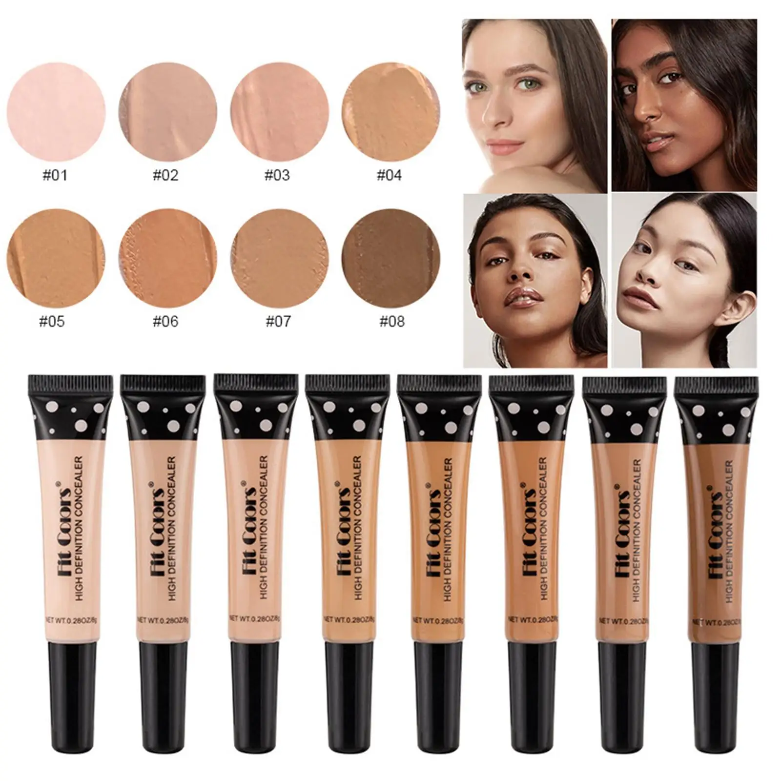 Correcteur de contour du visage liquide imperméable, couverture complète, fond de teint, palette de base, maquillage professionnel pour peau foncée