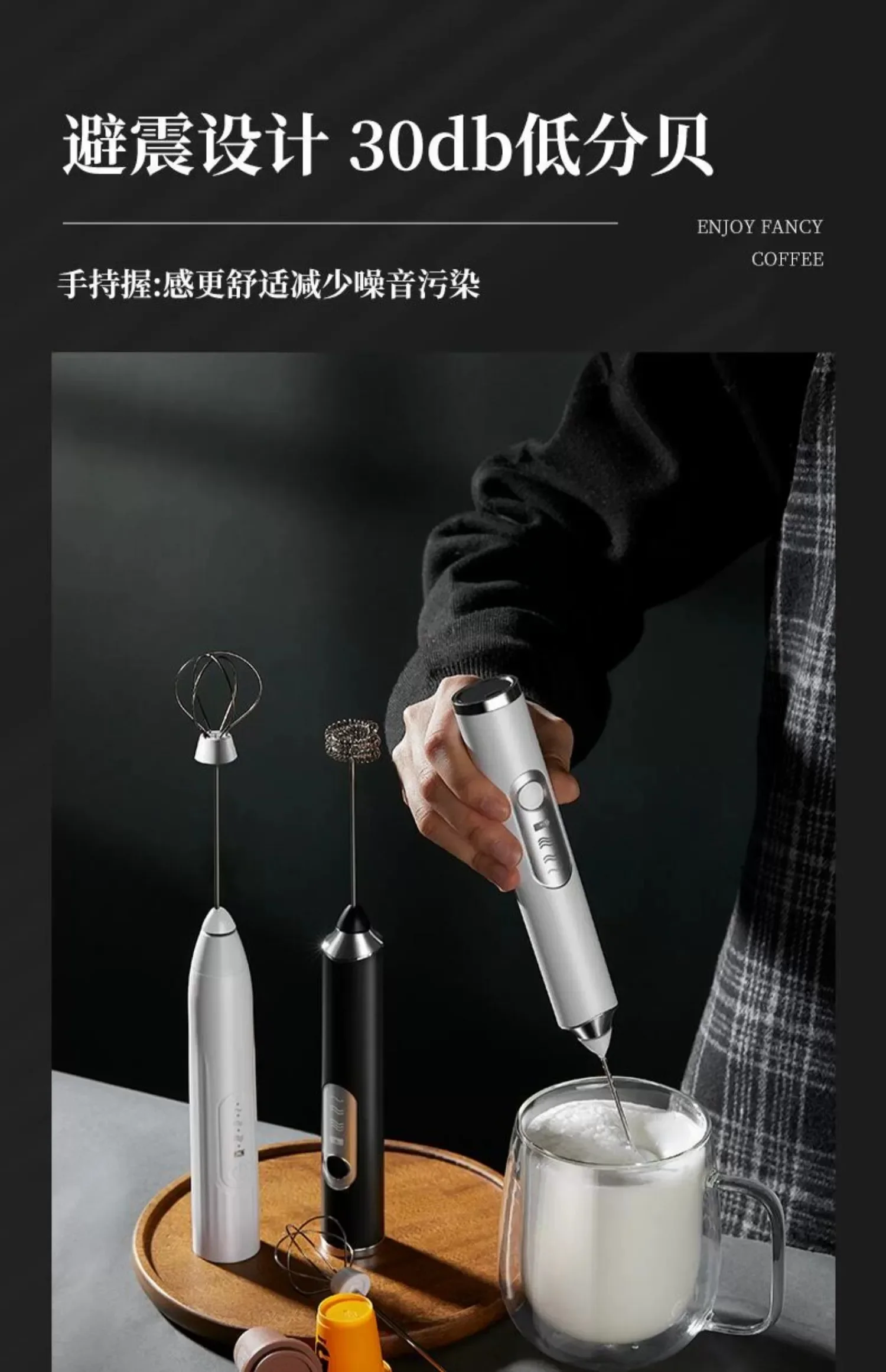 USB Mini Portable Milk Frother and Whisk for Foamy Coffee, Hot Milk, Espresso and Cappuccino