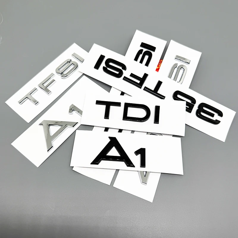 forA1 TDI TFSI 30TFSI 35TFSI 40TFSI Chrome Glossy Black ABS Car Sticker Rear Trunk Logo Emblem Numbers Letters