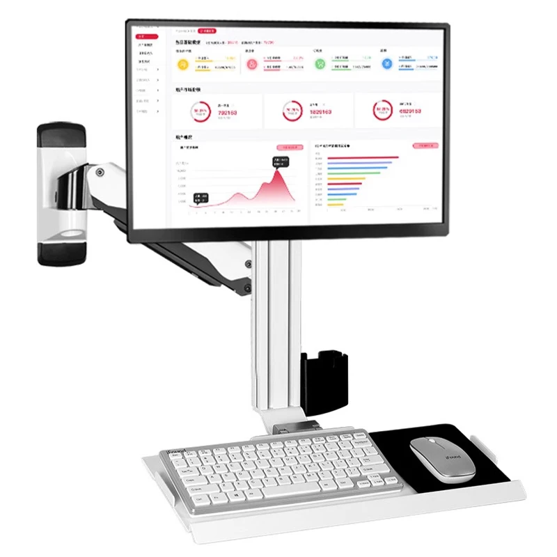 Dual Screen Monitor Stand Industrial Equipment Cabinet Wall Mount Computer Stand Mouse Tray GM199K