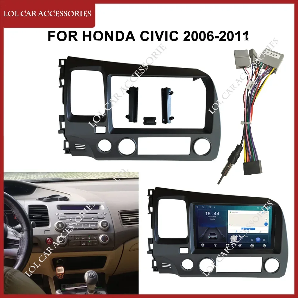 9-calowy dla Honda CIVIC 2006-2011 Radio samochodowe Android Stereo GPS MP5 Panel odtwarzacza Obudowa Rama 2 Din Jednostka główna Fascia Dash Cover