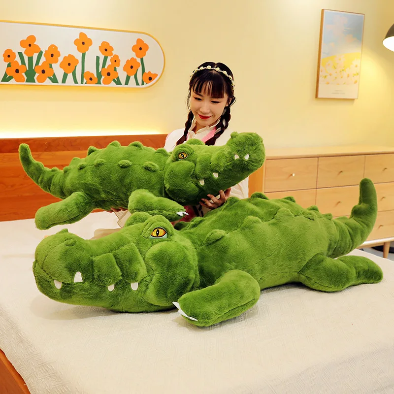 

100cm Genuine Crocodile Throw Pillow Plush Toys Cute Girl Accompanying Sleep Plush Doll Room Decoration Girl's Birthday Gift