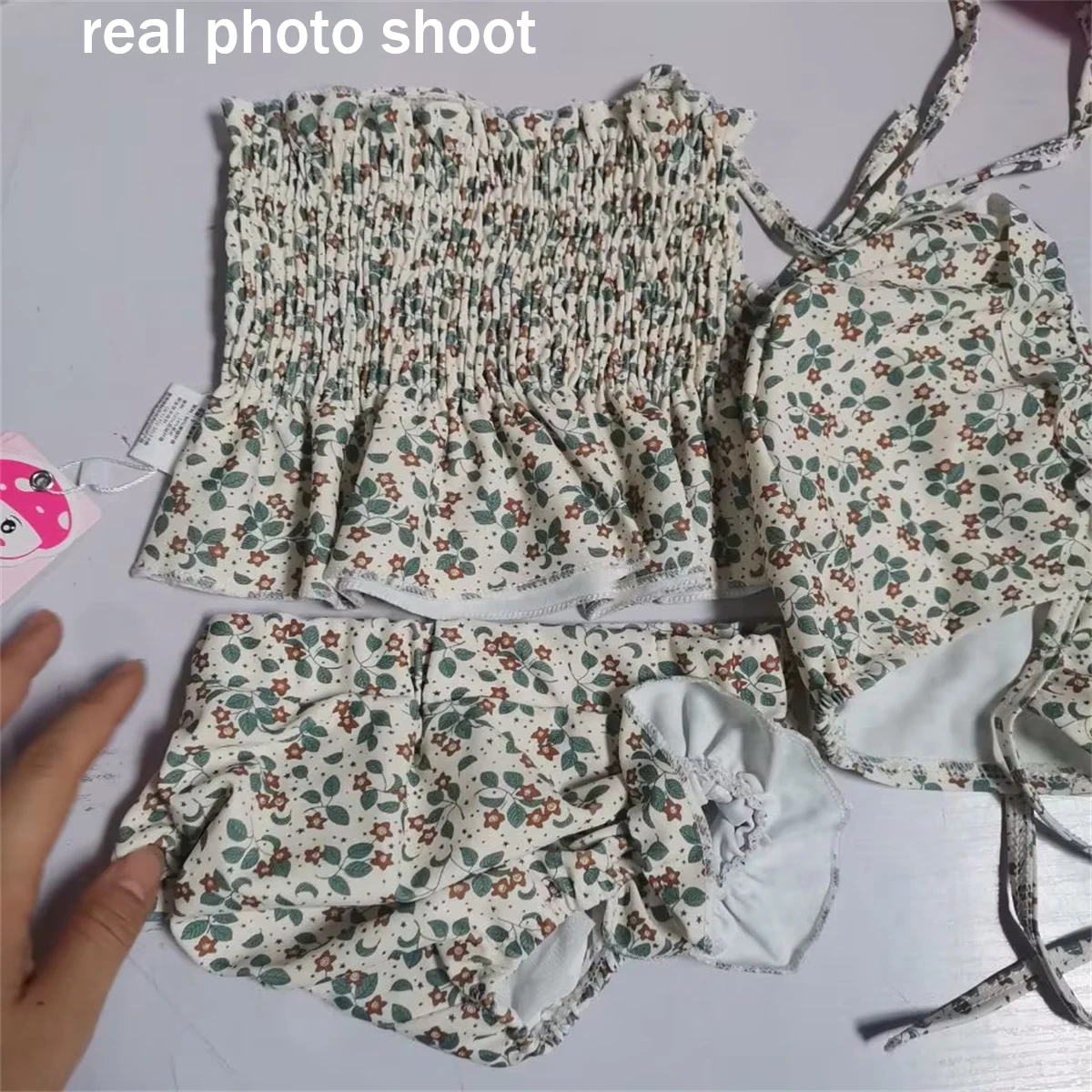 Vintage Floral Kids Girls Split Swimwears Children Summer Bikini Set Toddler Baby Learn Swimming Suit 1,2,3,4,5,6 Years Swimsuit