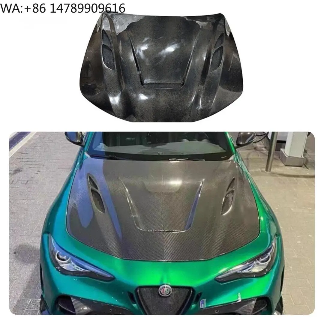 

New for Giulia Upgraded Carbon Fiber Engine Hood GTAM Style All-carbon Fiber Front Engine Hood Body Kit 2017-2023