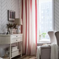 Simple Style Red/Blue Striped Yarn-dyed Semi Blackout Curtains for Living Room Bedroom Kitchen Home Decoration Curtain Modern