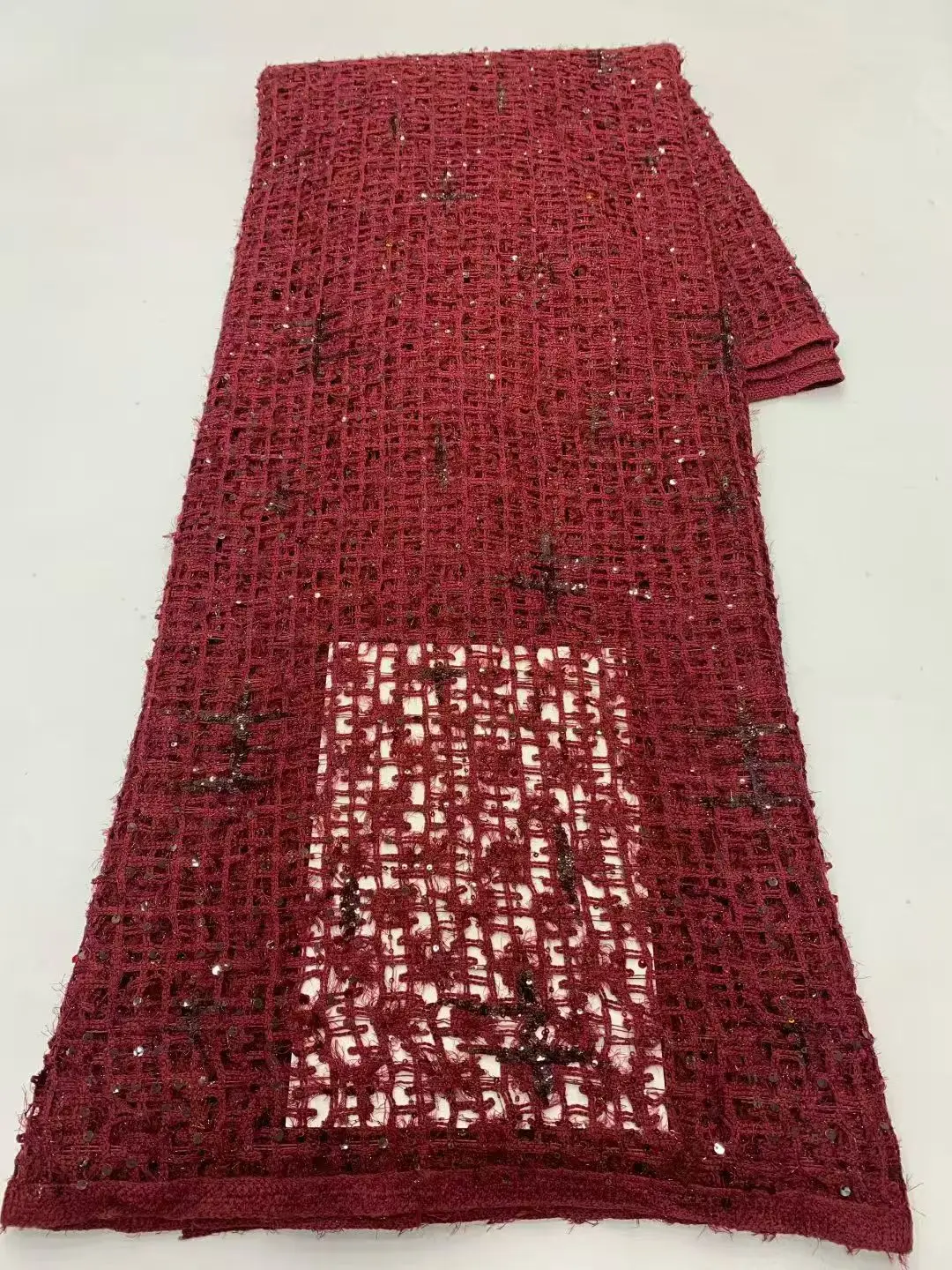 

2025 High Quality African Guipure Cord Lace Fabric Nigerian Stones Water Soluble Lace Fabric For Sewing Women Dress