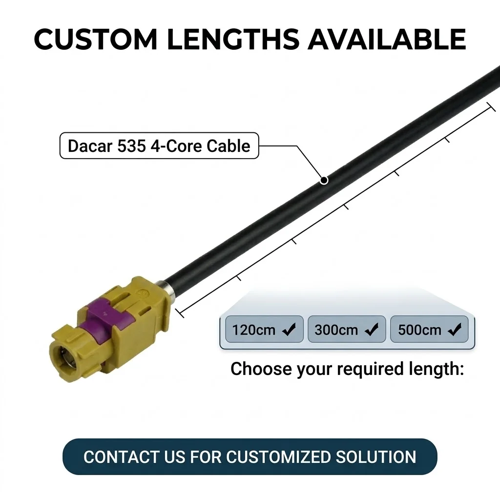 Eightwood Custom FAKRA HSD New Vehicle High-speed Transmission FAKRA HSD Code K Curry LVDS 120cm Shielded Dacar 535 4-Core Cable