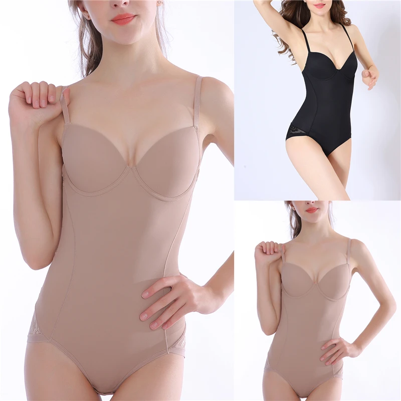 Women Body Shaping Bodysuit Tummy Control High Waist Spaghetti Strap Push Up Solid Color Female Sleeveless Shaperwear Bodysuits