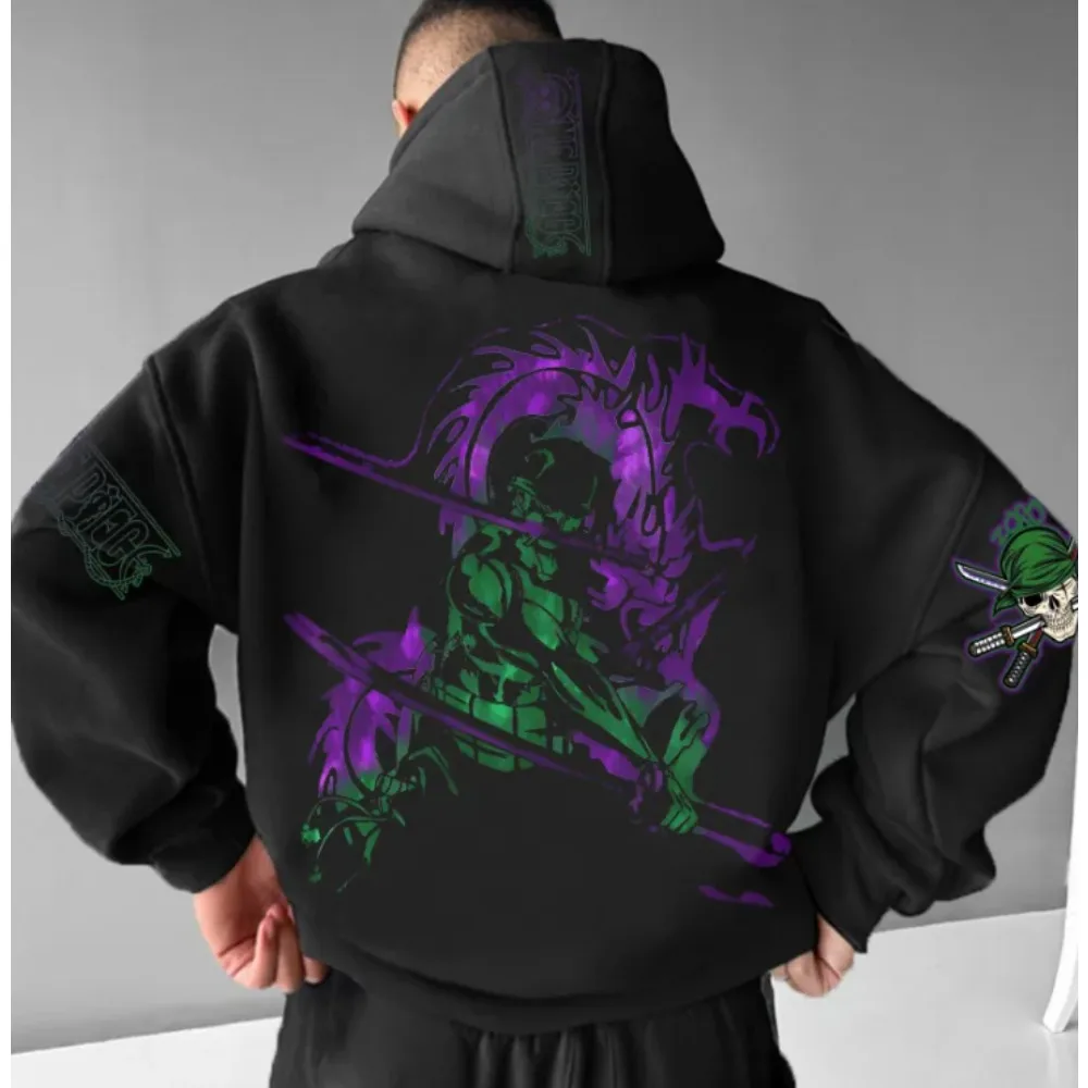 

ONE PIECE Peripheral Animation Printing New Men's Autumn and Winter Comfortable Y2K Casual Hooded Sweater Men's and Women's Tops