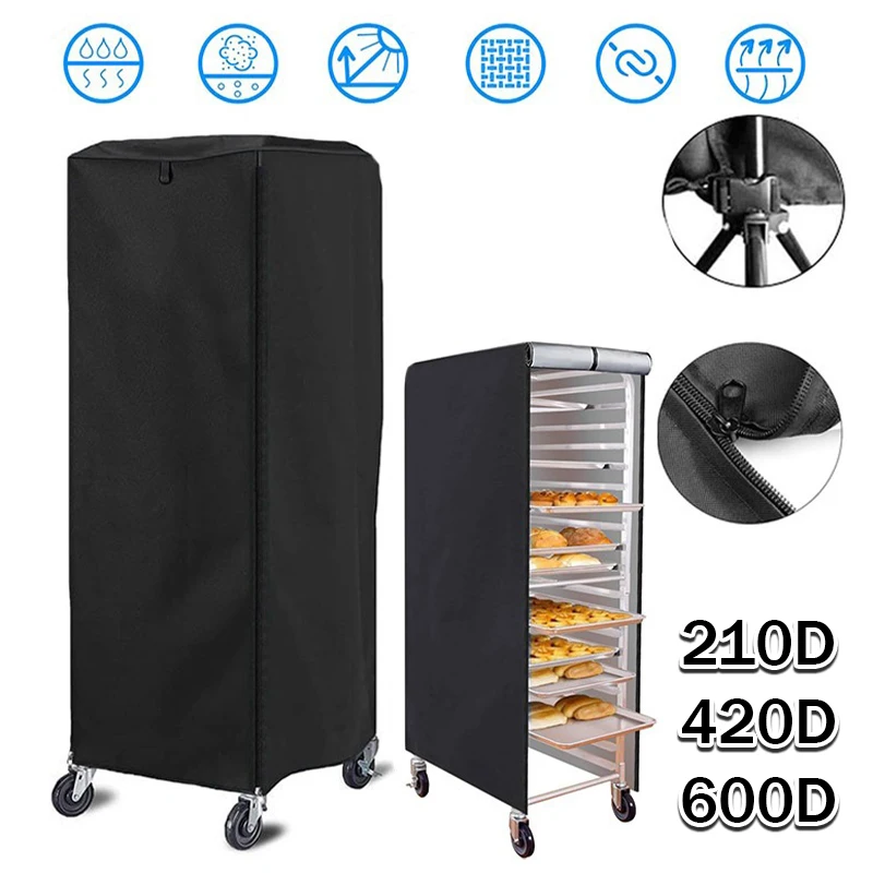 New Waterproof Dustproof Bread Rack Cover Oxford Fabric with Zipper 210/420/600D for Sheet Bun Pan Storage Home Commercial Use
