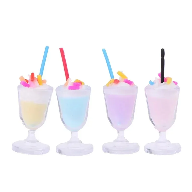 4 Pieces Mini Ice Cream Cup Model, Dollhouse Drink Decor Random Ornaments