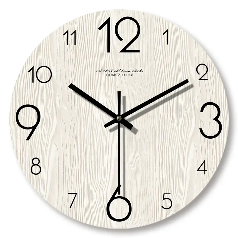 

12 Inch Vintage Wood Grain Simple Wall Clocks Modern Home Decoration Wall Clock Decor Clocks Creative Living Room Wall Clock