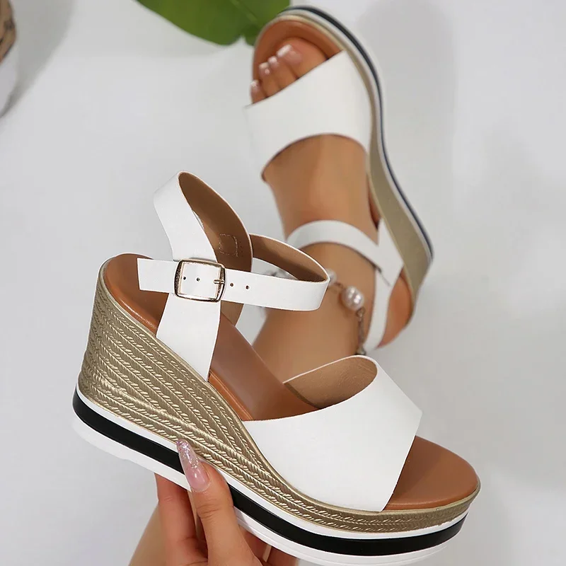 Women Sandals Wedges Sandals Women Shoes 2025 Plus Size 36-43 Chunky Heels Sandals Summer Platform High Heels Sandalias De Mujer