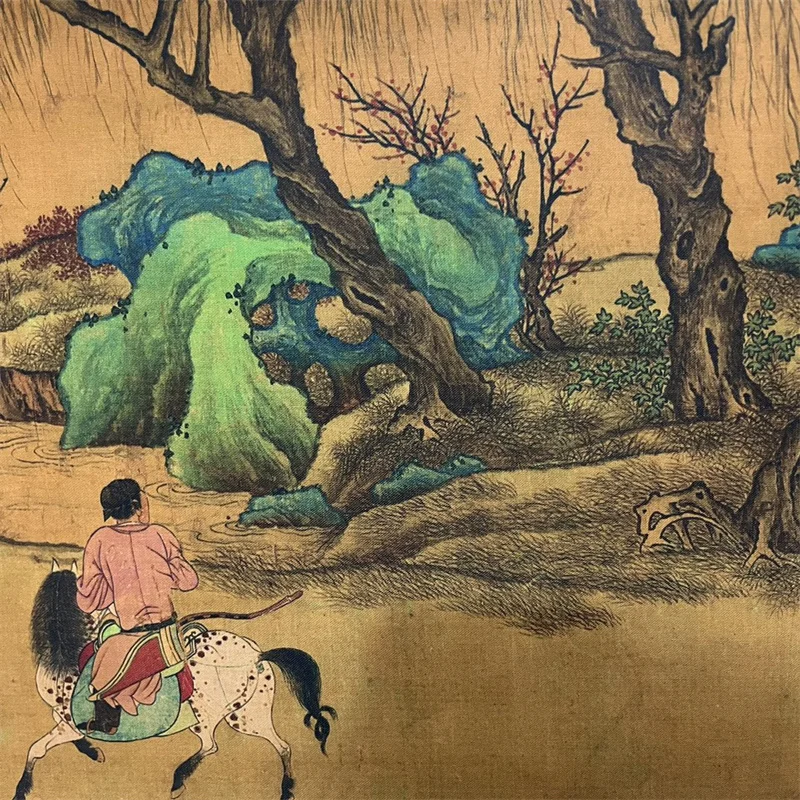 China Old long Scroll Painting , Qiu Ying's Watercolor Painting: Wenji Returns to Han collectibles