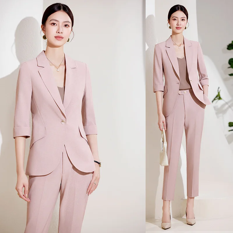 Suit Women's Spring and Autumn2024New Business Temperament Goddess High-End Position Versatile Mid-Length Sleeve Casual Suit Jac