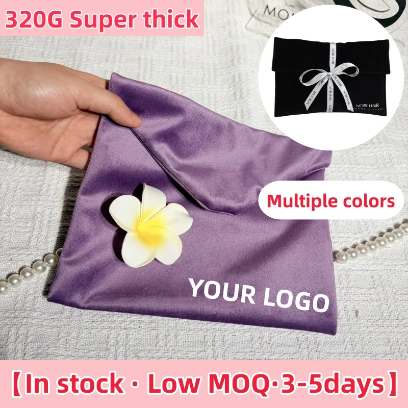 

【Logo Custom】100Pcs Customized 320G Super Thick Hot Sales Luxury Soft Velvet Jewelry Ribbon Print Wallet Shoes Clothes Packing