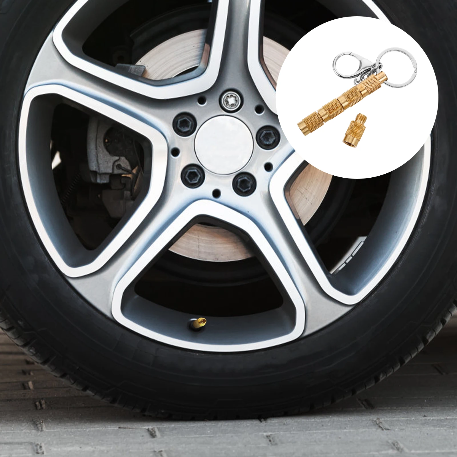 

Offroad Deflator Keychain Solid Brass Tire Pressure Release Tool Durable Portable Car Truck Motorbike Tire Bleeder Valve