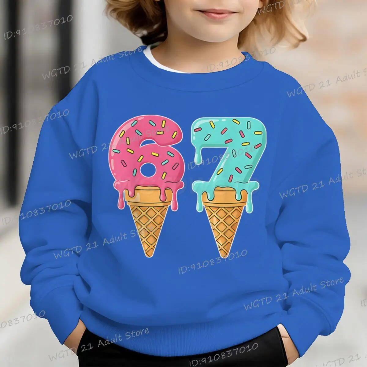 جديد ستة سبعة الآيس كريم الاطفال البلوز 67 عدد طباعة موضة Crewneck ملابس رياضية النساء الرجال عادية ربط رمز البلوز #3