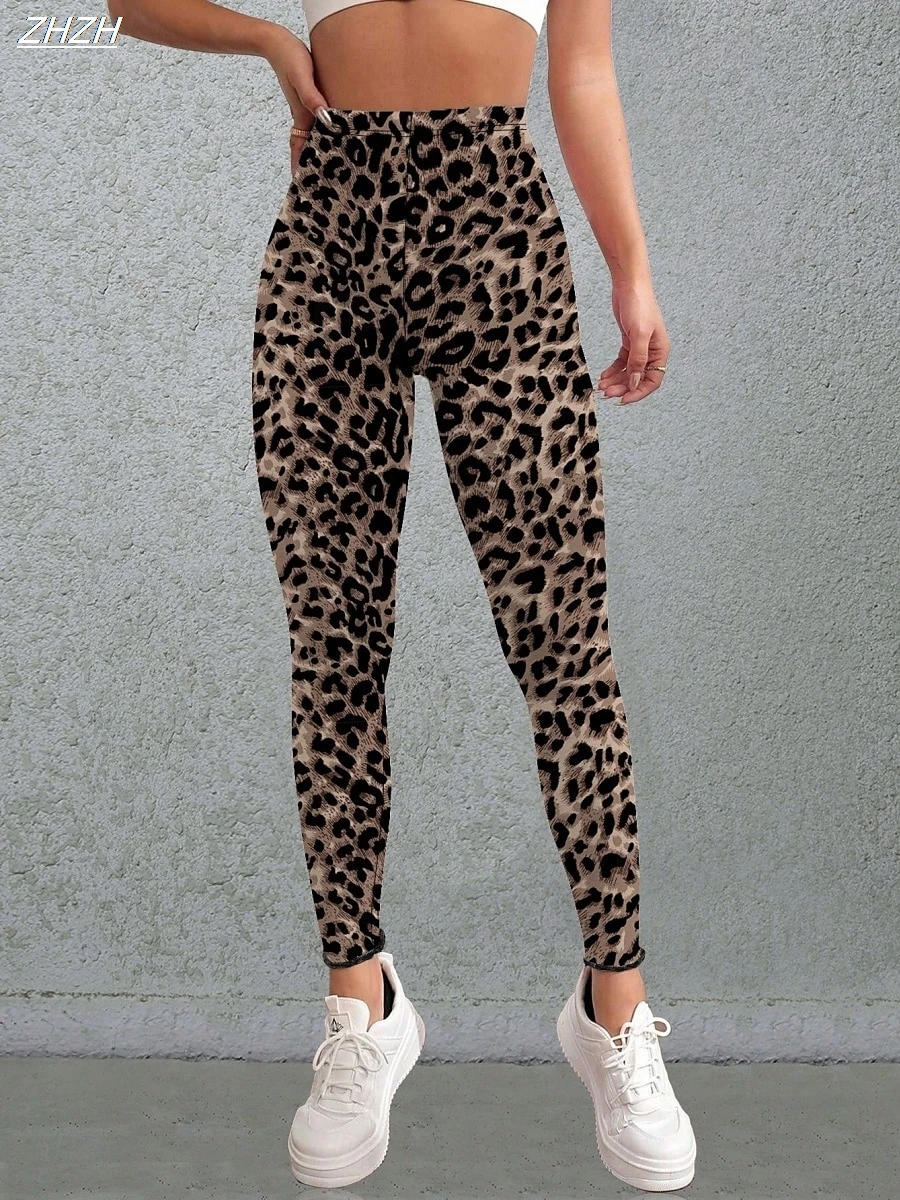 2025 Women's Leggings Sexy Leopard Graphic Pants Trousers Polyester Spandex Stretch Elastic Waist,Control Fall Streetwear