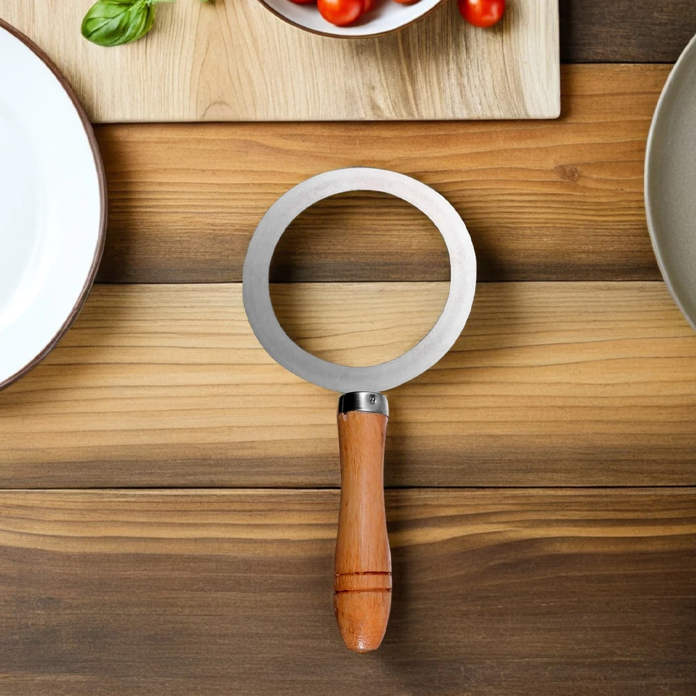 

2pcs Stainless Steel Brulee Ring Cup Gasket Wooden Handle Space Saving Dishwasher Safe for Milk Tea Dessert Home