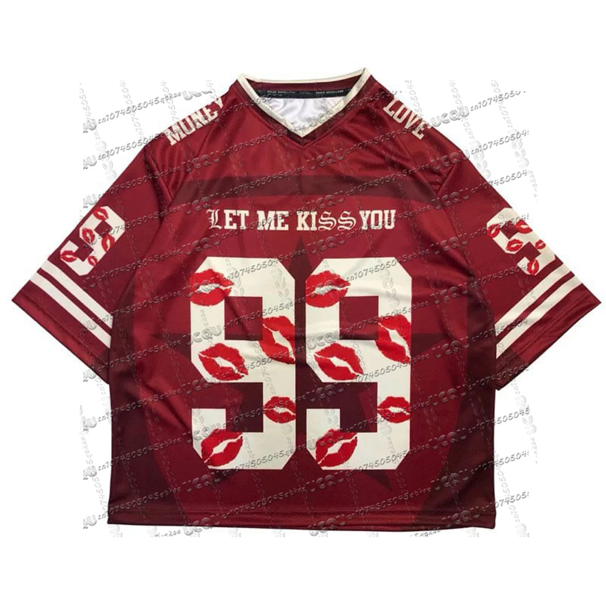 Let Me Kiss You جديد حار بيع العلامة التجارية تي شيرت رياضي أحمر الشفاه نمط الطباعة الرقمية الشارع ارتداء الصيف المرأة موضة Y2k #5