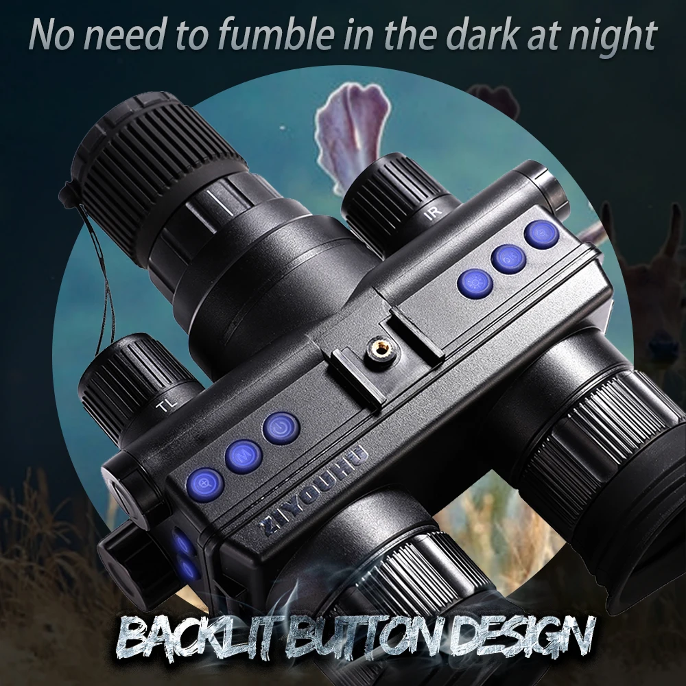 OHB-R5 1080P HD Night Vision Digital Binoculars 600M Long Range Hunting with IR & Tacticle Flashlight Head Mounted Video Camera