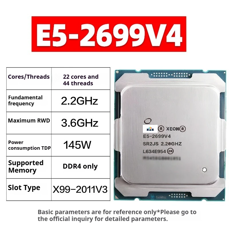 

xeon E5 2699 V4 22-Core 2.2GHz 55MB L3 Cache 145W SR2JS LGA 2011-3 cpu processore
