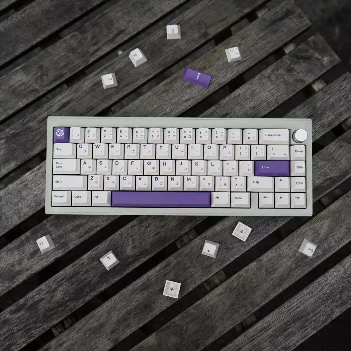 1 Set Purple Rose Keycap Cherry Profile Keycaps PBT Dye Sublimation Key Cap For Keyboard Keychron Q2 K2 Anne GH60 GK64 Poker 96