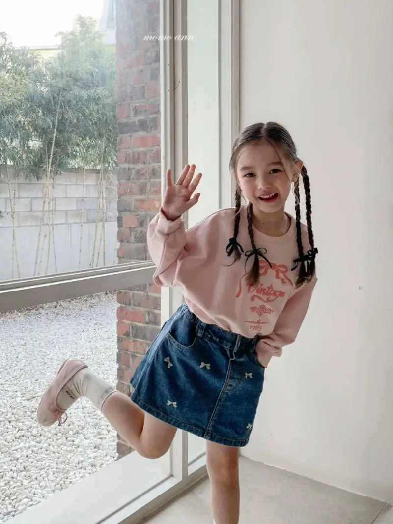 Korean Children Clothing New Half Skirt Summer Girls Embroidered Bow Washed Denim Stylish A-line Half Skirt-pants