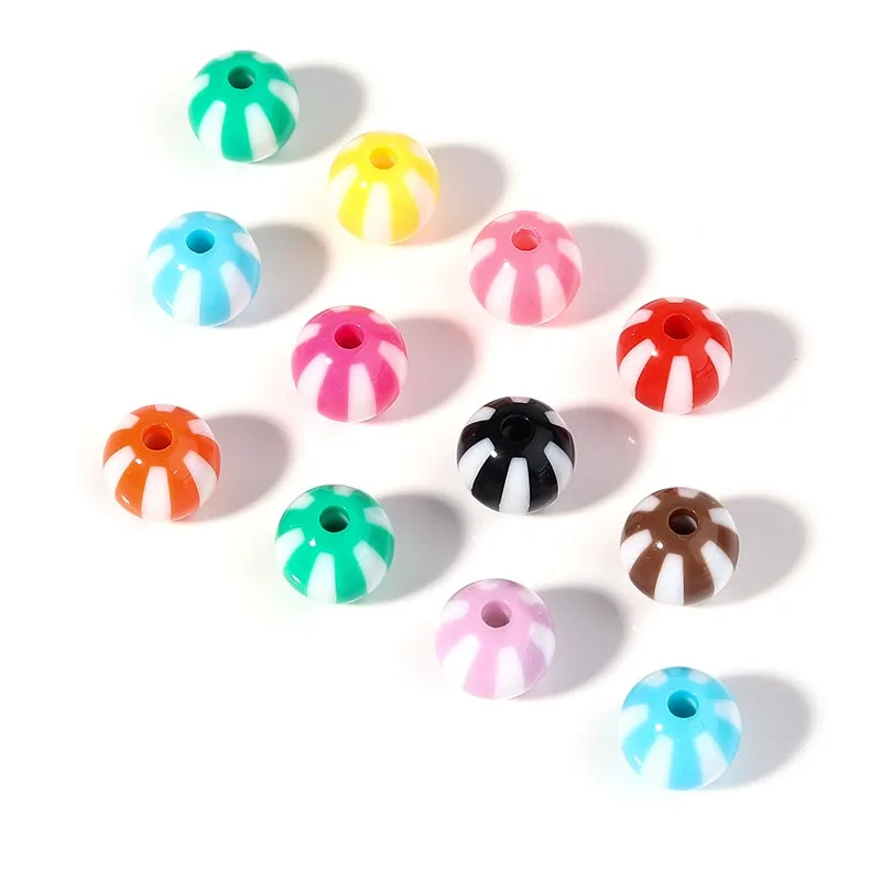 

12/16/20 мм акриловые бусины, разноцветные полосатые круглые бусины с большим отверстием, свободные бусины-разделители, браслет «сделай сам», ожерелье, ювелирные аксессуары