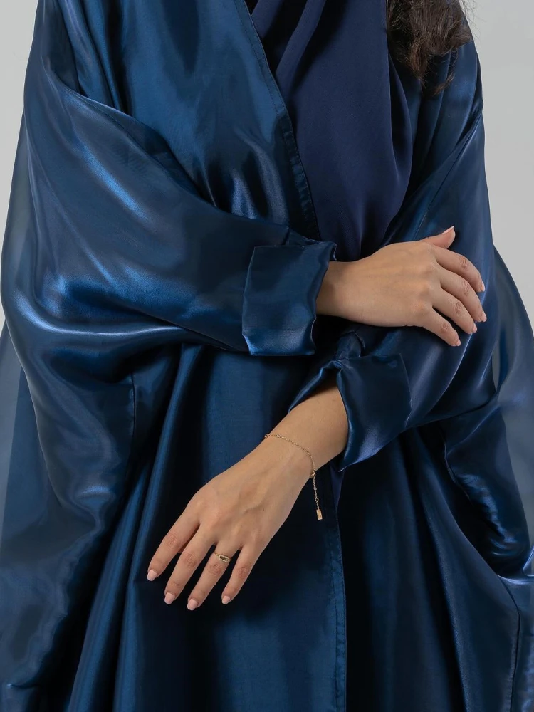 Eid Ramadan Satin Abaya for Muslim Women Dresses Party Silky Cardigan Long Dress Morocco Kaftan Vestidos Dubai Robe Jalabiya