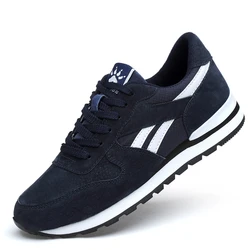 Herbst Männer Turnschuhe Natürliche Schwein Haut Material Männlichen Trainer Outdoor Stilvolle Schuhe Lace-up Wohnungen Nicht-slip Gummi sohle Blau Grau