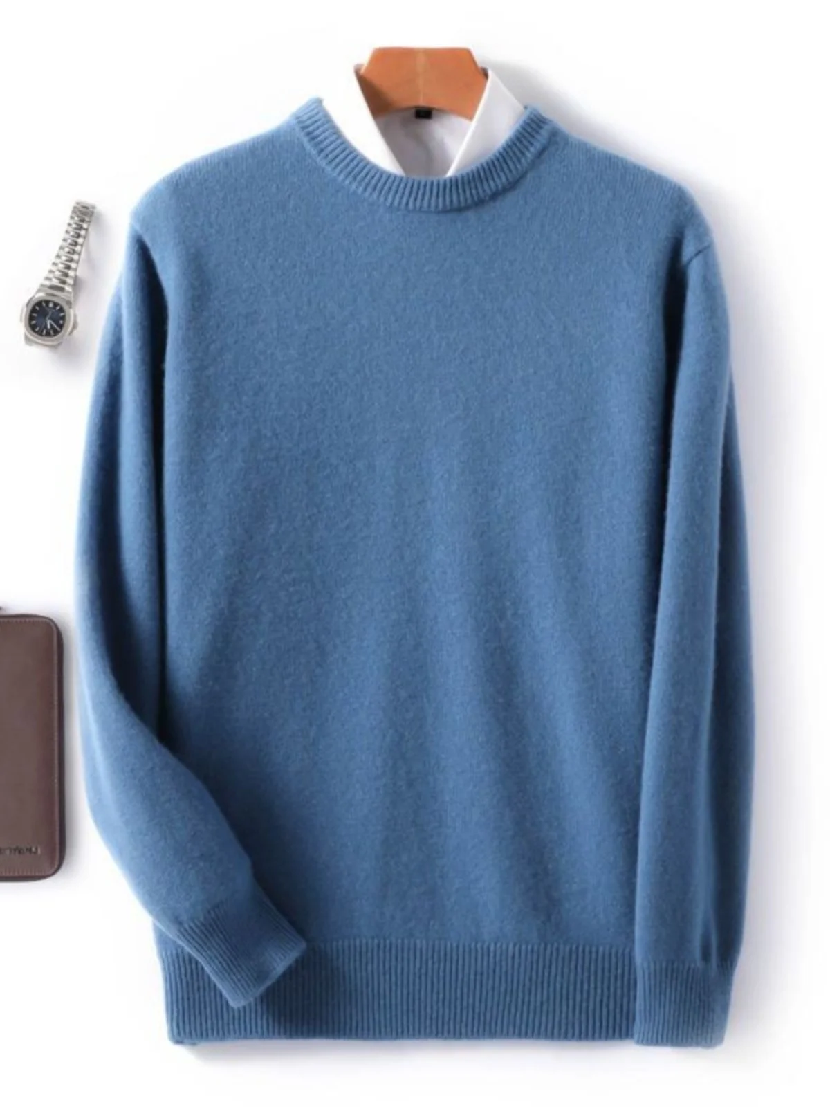 

Мужской однотонный трикотаж, свободный крой, осень-зима, круглый Ne Long Sve, повседневный универсальный свитер, удобный базовый слой