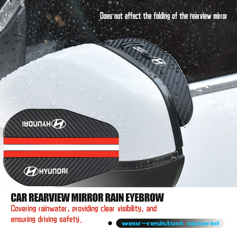 

For Hyundai Carbon Fiber Car Rear View Shield Guard Auto Rearview Mirror Rain Cover NLINE I30 I20 Venue Tucson Kona IX35 I40