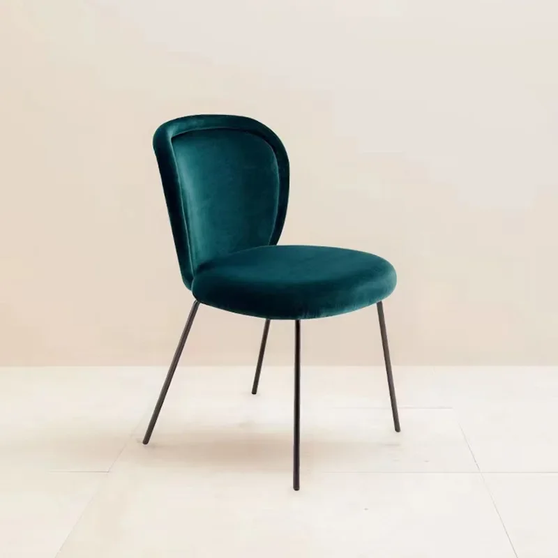 velvet fabric, soft bag dining chair, coffee shop milk tea shop chair, hotel room book chair, wrought iron dining chair 5
