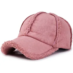 Gorra de béisbol de gamuza sintética para hombre y mujer, gorro con forro polar, color rosa polvoriento, gris, Lt.br