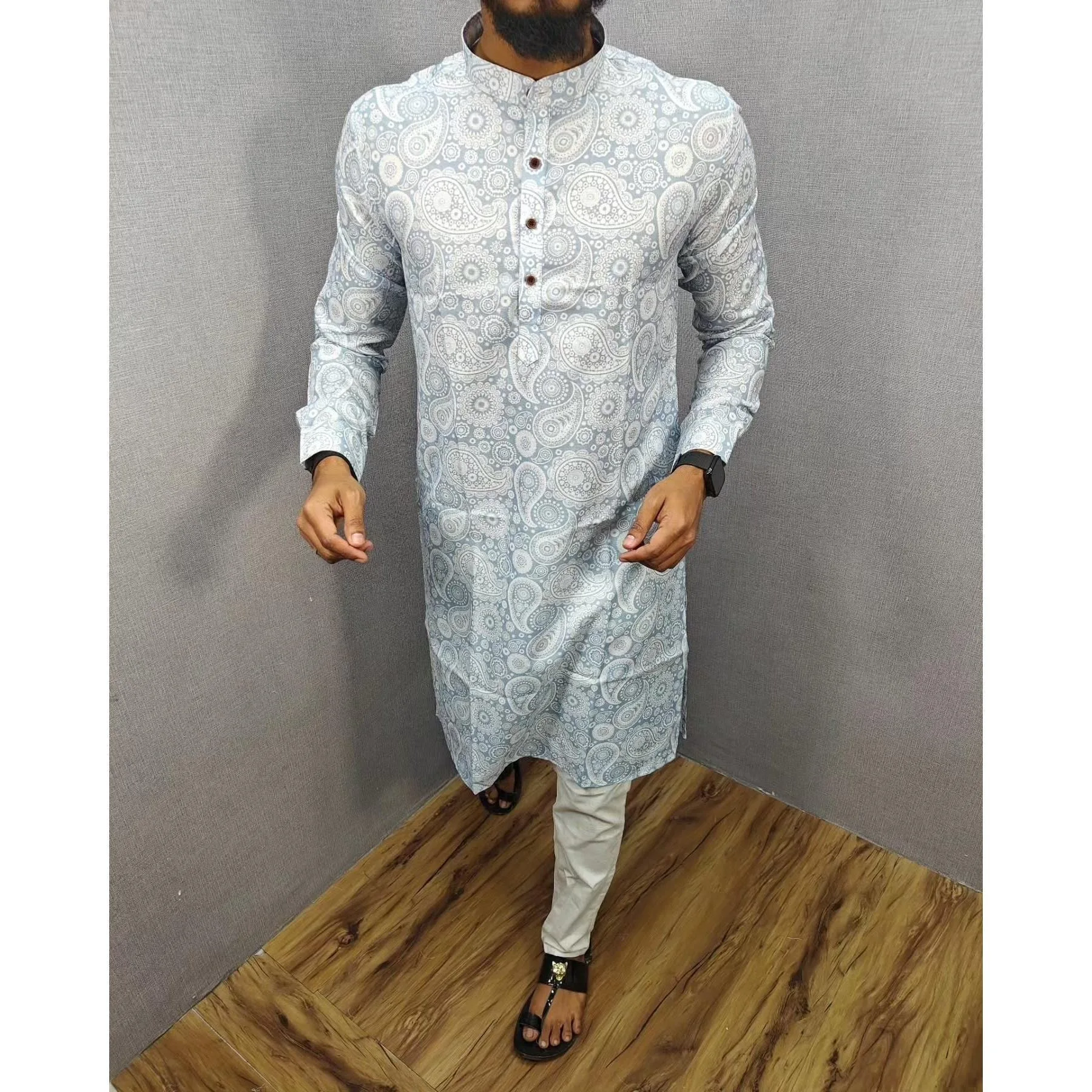 الرجال الرقمية المطبوعة كورتا فاردهة منتظم صالح اليوسفي 2026 طوق طويل مناسب لجميع المناسبات مثل الزفاف هاري رايا Aidilfitri #5