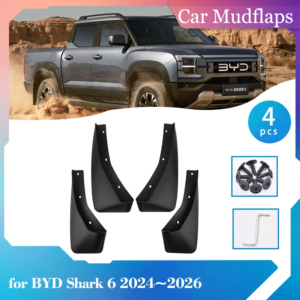

4pcs Car Mud Flaps for BYD Shark 6 2024~2026 2025 Mudflaps Mudguards Splash Guard Cover Front Rear Wheel Fender Part Accessories