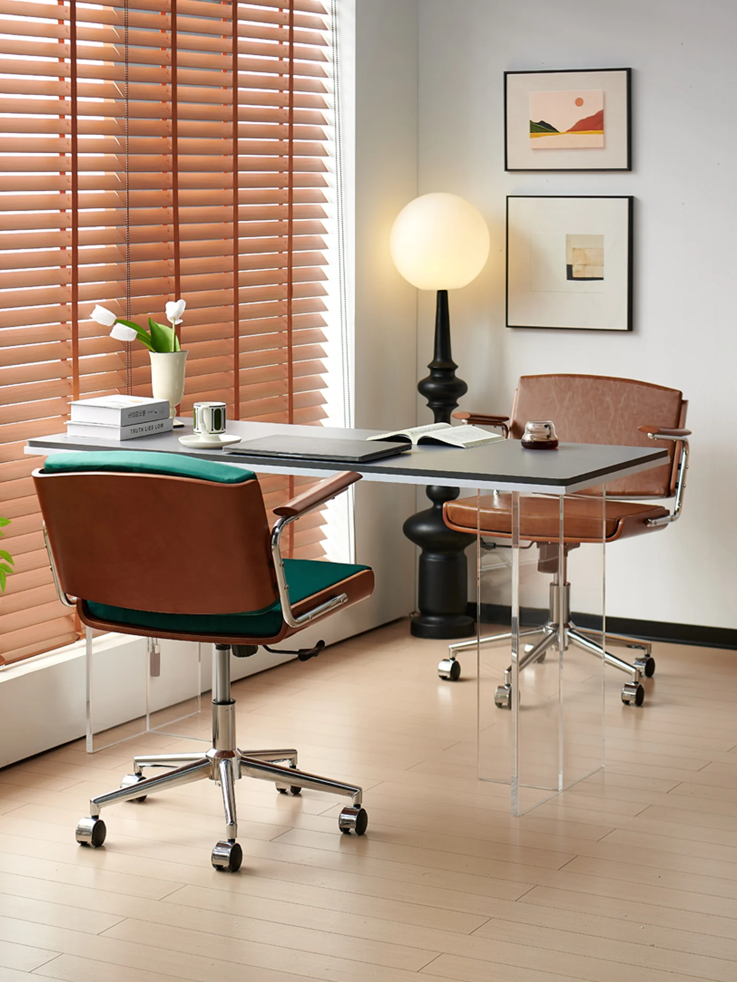 كرسي الكمبيوتر الرجعية للمنزل رفع كرسي مكتب دوار لغرفة النوم دراسة مسند الذراع كرسي ماكياج الظهر #3