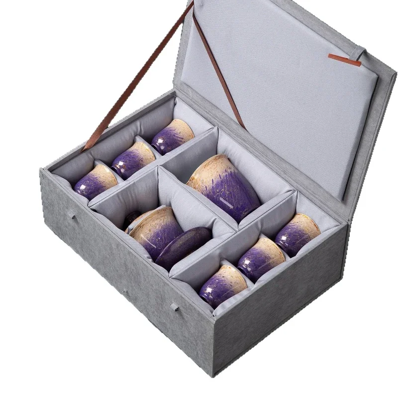 Handmade lacquer cover bowl teacup high-grade suet jade porcelain tea set gift box set Fuzhou snail lacquer gift