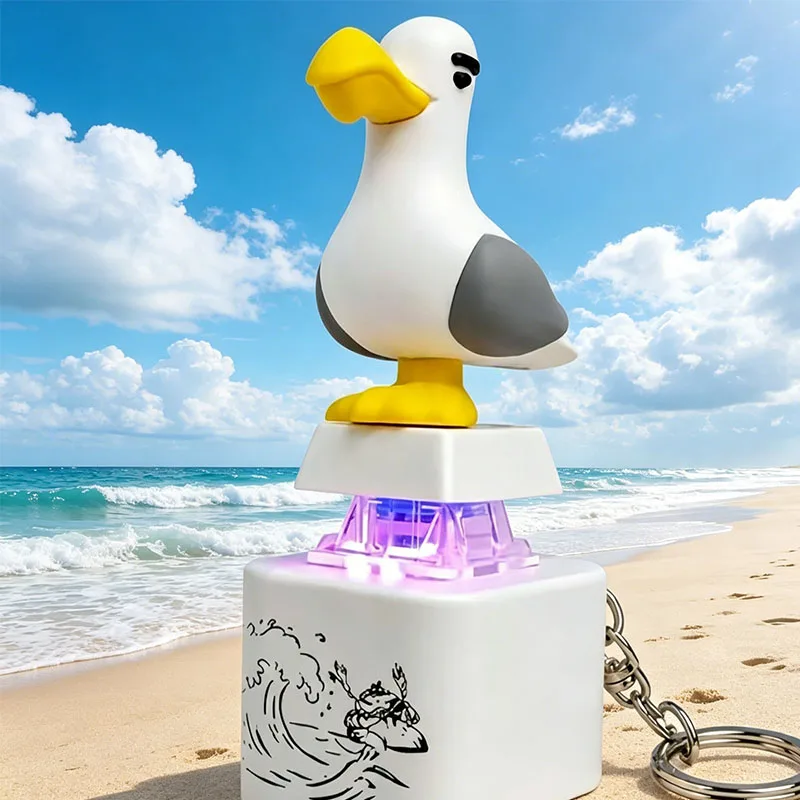 Seagull Bird Fidget Toy Rechargeable Light Up Sound Press Button Keychain Pendant Stress Relief Decompression For Office Adult